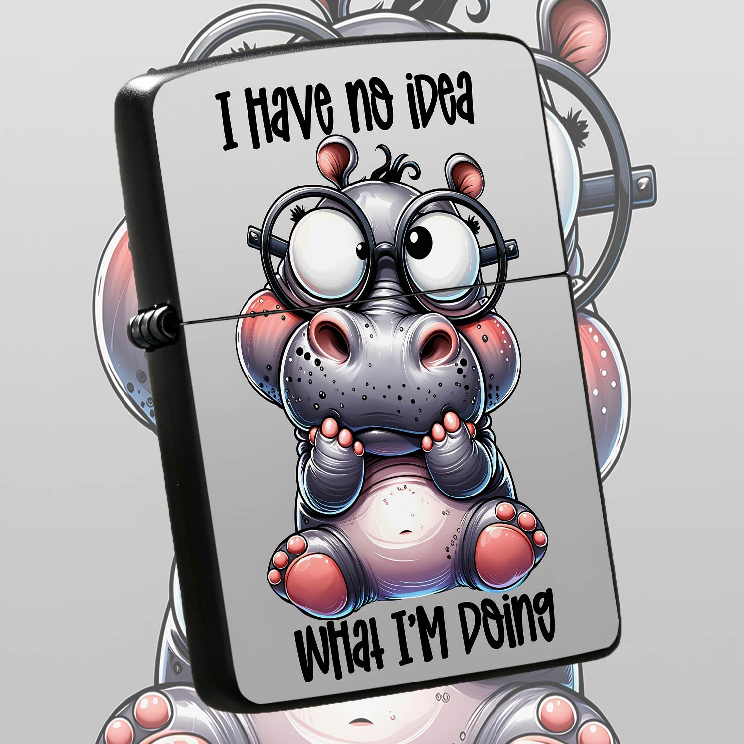 Travel Accessories Ideas - Cute Hippo Pattern Lighter Fun I