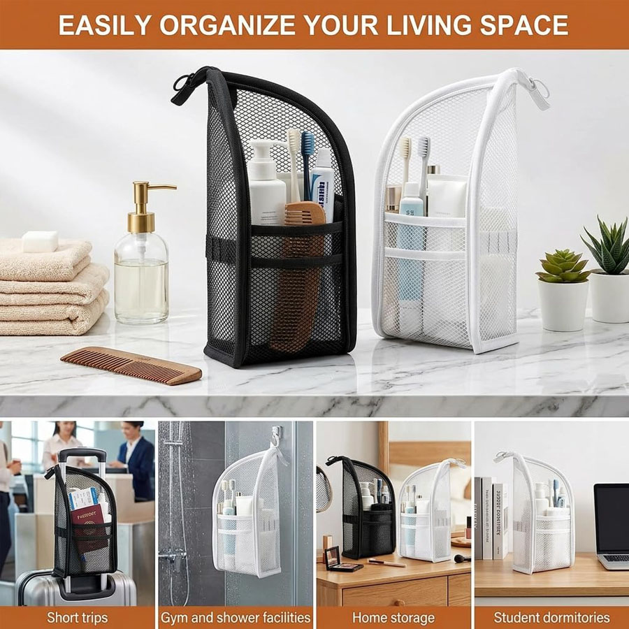 1Pc Portable Mesh Toiletry Bag - Travel Accessories Organizer Bag recension och pris